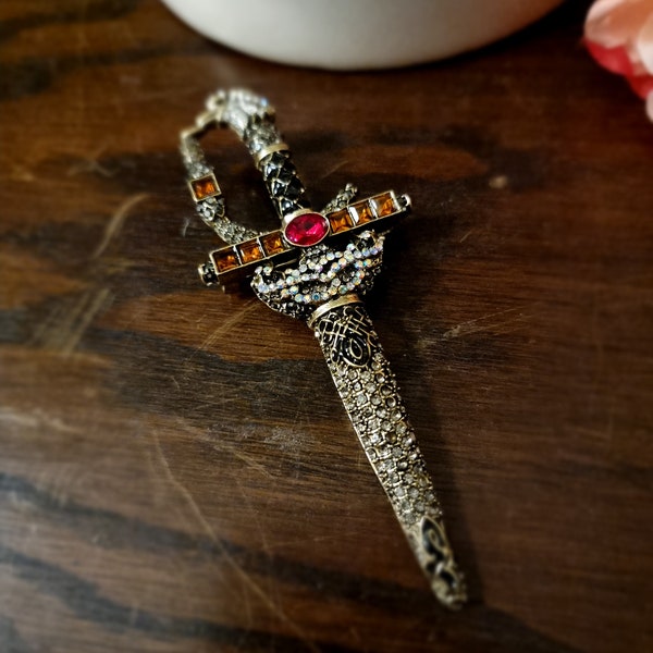 Excalibur vintage style large sword brooch