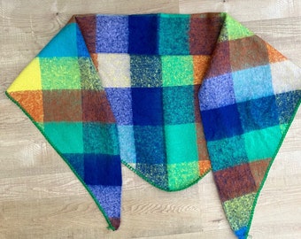 Fleece scarf. Soft warm wrap. Multicoloured patchwork scarf. Neck wrap. Winter warm scarf.  Lightweight shawl. Cosy scarf. Cosy throw.