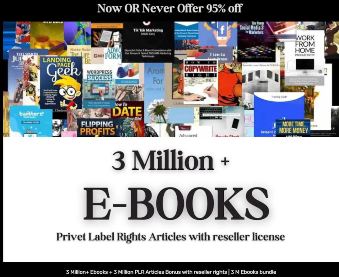 3 Million Ebooks & PLR Articles Bundle | Reseller Rights - Etsy