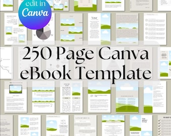 250-Page Canva eBook Template: Course Workbook, Lead Magnet (8.5x11 in)