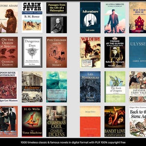 1000 timeless classic & famous novels in digital format with PLR 100% copyright free