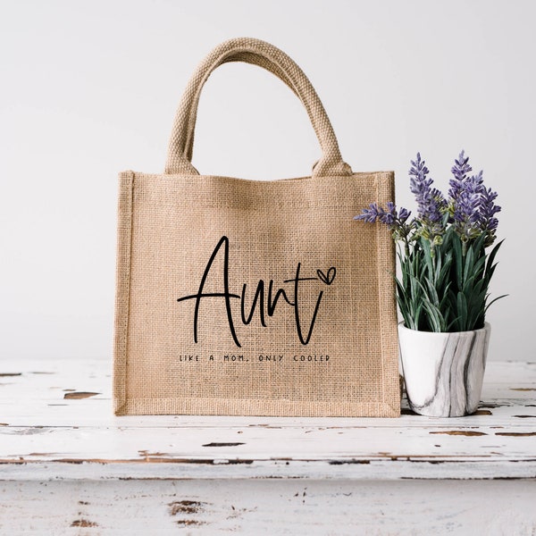 Jutetasche Tante Aunt like a Mom only cooler | Individuelle Geschenke Jute Beutel Tragetasche Patentante Lieblingstante Beste Tante Geschenk