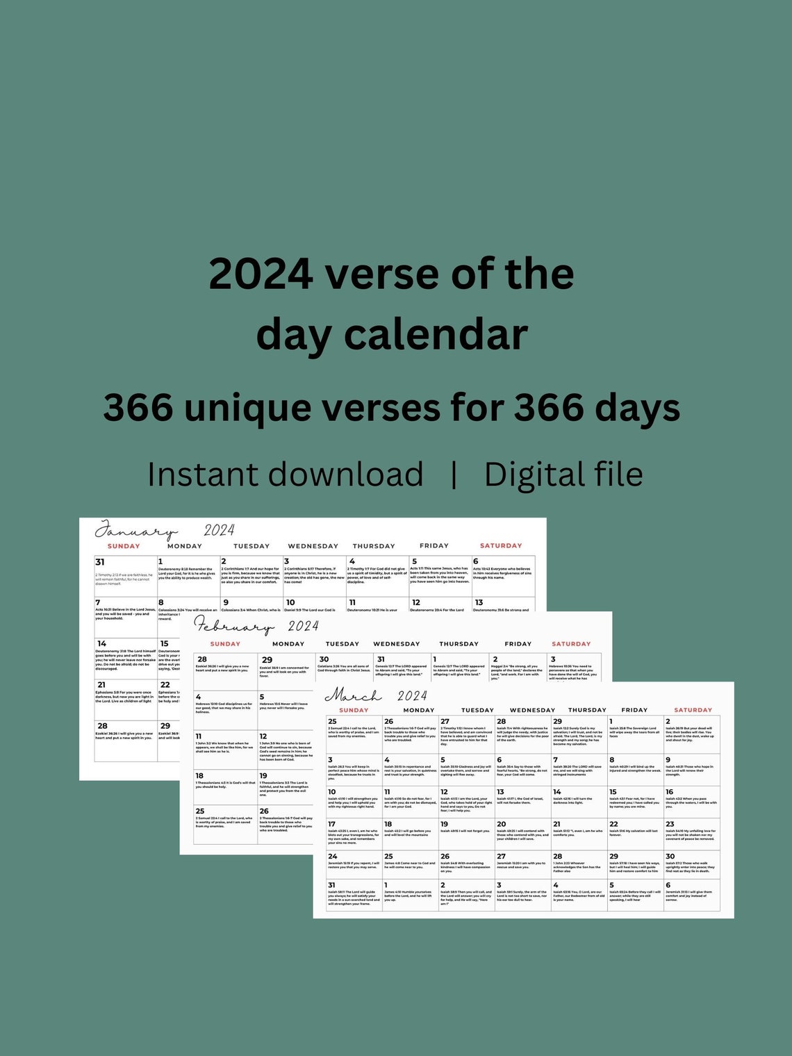 Verse of the Day Calendar 2024 unique Bible Verses for 366