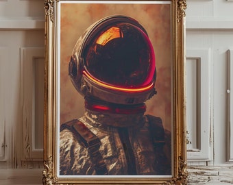 Retro Sci-Fi Astronaut Print | Futuristic Space Helmet Art | Vintage-Inspired Cosmic Wall Decor – Art No. 79