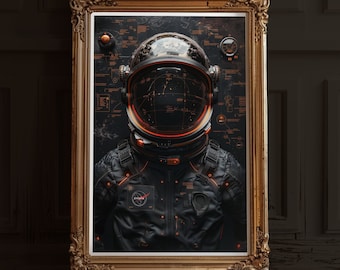 Galactic Explorer Astronaut Poster | Moody Space Wall Art | Futuristic Sci-Fi Decor | Cosmic Art Print No. 7