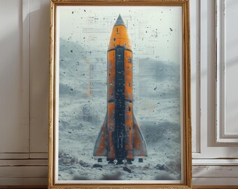 Vintage Rocket Blueprint Poster | Retro NASA Patent Art | Space Engineering Wall Decor – Art No. 65