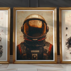 Vintage Astronaut Poster Wall Art - Retro Space Helmet Print - Perfect Gift for Space Enthusiasts & Sci-Fi Lovers - Unique Wall Decor No.84