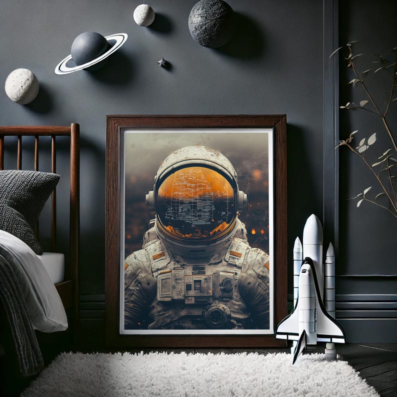 Vintage Astronaut Suit Wall Art | Retro NASA Space Exploration Poster ...