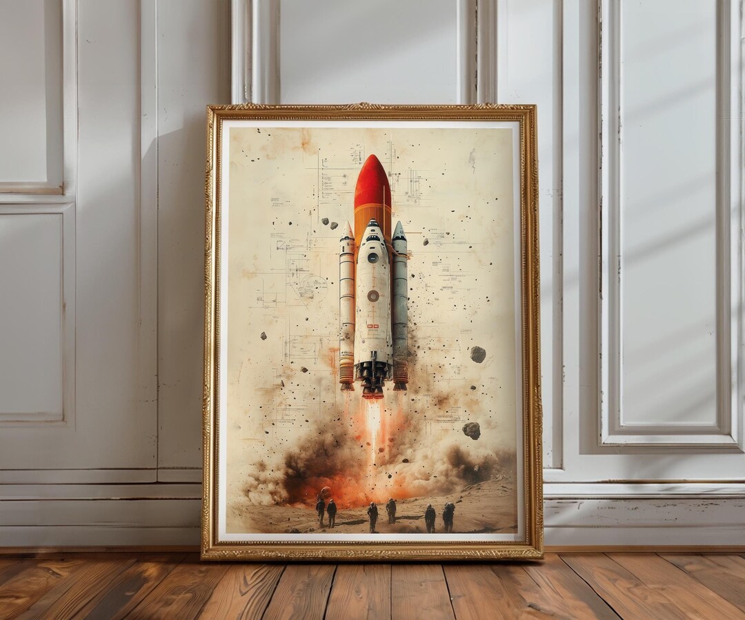 Epic Rocket Launch Poster, Teen Space Exploration Print, Game Room Art ...