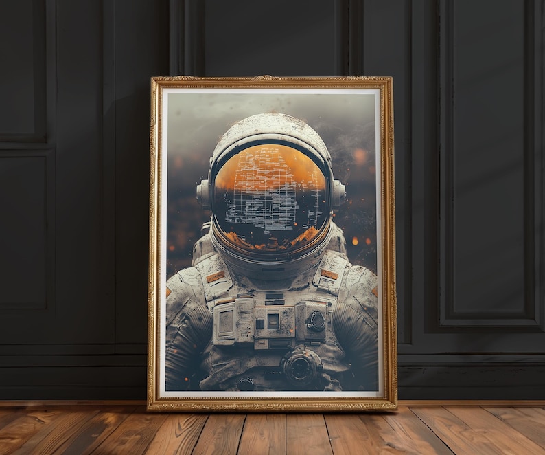 Vintage Astronaut Suit Wall Art | Retro NASA Space Exploration Poster ...