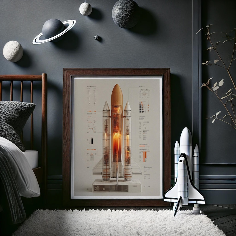 NASA Space Shuttle Blueprint Poster | Retro Patent Style Technical ...