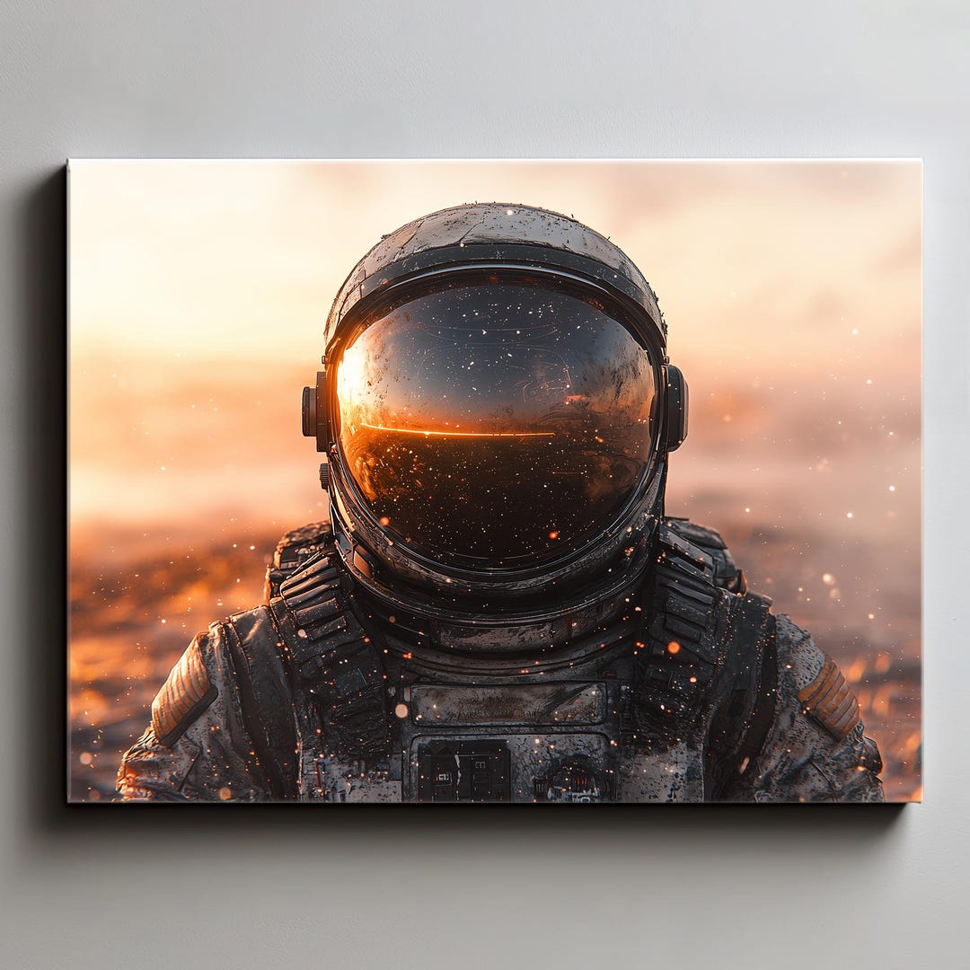 Sunset Astronaut Canvas Art | Futuristic Sci-fi Wall Decor | Space ...