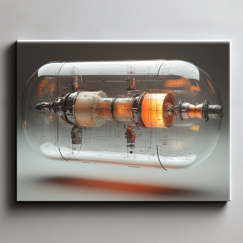 Futuristic Engine Canvas Art | Sci-fi Tech Wall Decor | Modern ...