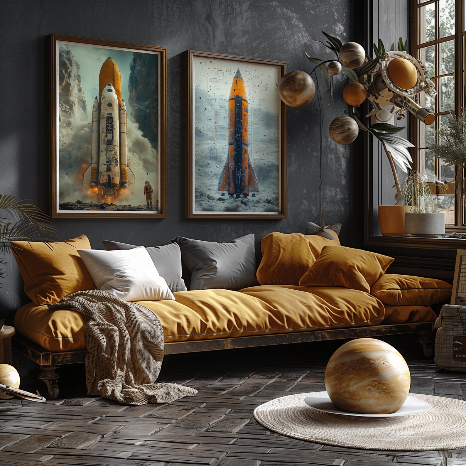 Retro NASA Space Shuttle Launch Poster | Vintage Sci-fi Rocket Wall Art ...