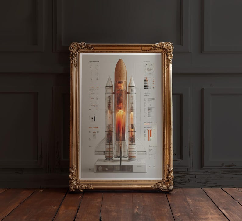 NASA Space Shuttle Blueprint Poster | Retro Patent Style Technical ...