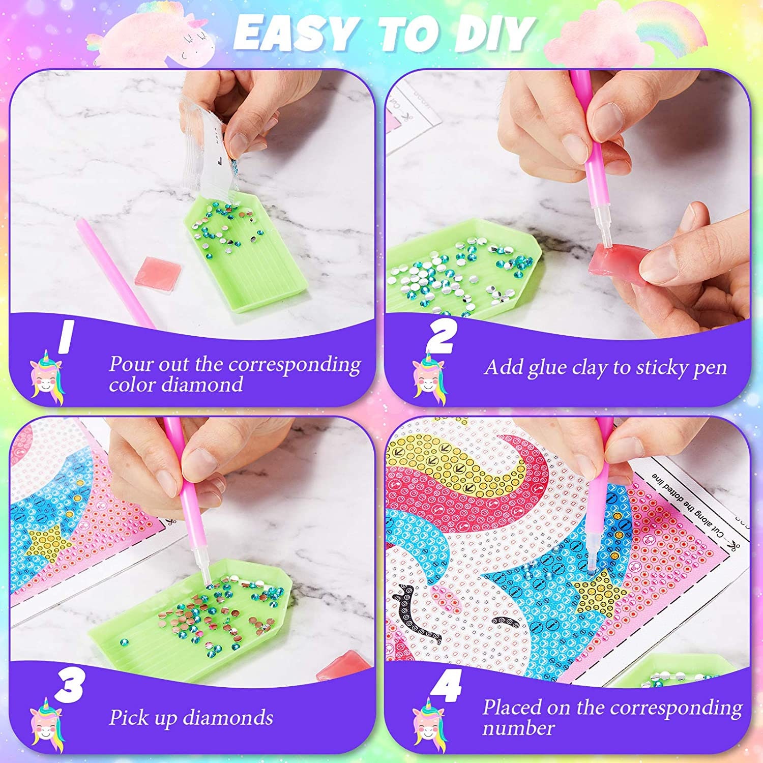 Kids Diamond Painting Kit DIY Arts Crafts Girl Boy Magical 5D