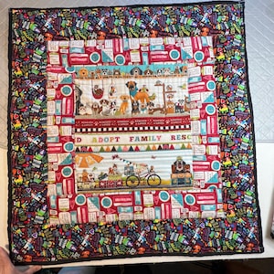 Handmade Rescue Pet lap quilt 38x39”