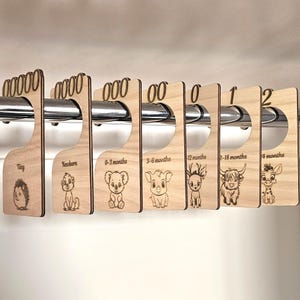 Baby Wardrobe Dividers | Baby Clothes Dividers | Baby Shower Gift | Newborn | Toddler | Nursery | Cute Animals | Laser Engraved