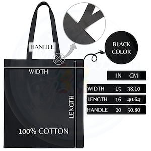 Cotton Canvas Tote Bag Size Chart, Liberty Bags OAD113 Tote Mockup Size Guide, Printify Tote Bag Sizing Table Natural Color And Black Color