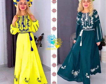 Ukrainische Vyshyvanka Kleid handgemacht, um zu bestellen, Leinen Kleid, bestickte Bluse, Kleid mit Muster, Ukrainischer Kleidungsstil, Mode