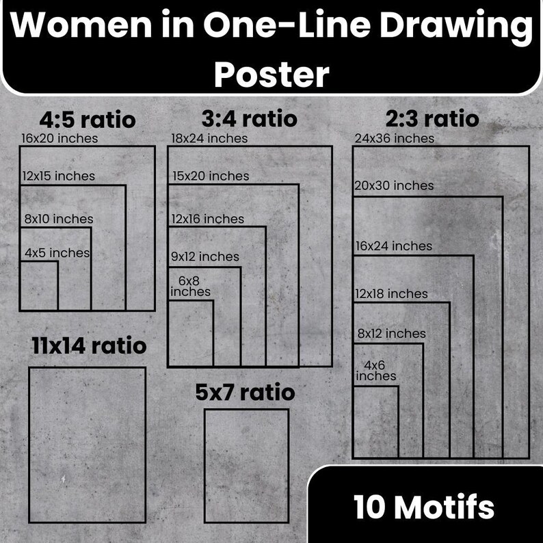 Woman Line Drawing Print Wall Art, Digital Download, 10 Motifs in 5 ...