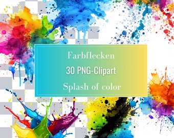 Clipart paint stains / paint blobs, watercolor, cards, word, canva, print, design, transparent and white background, commercial use