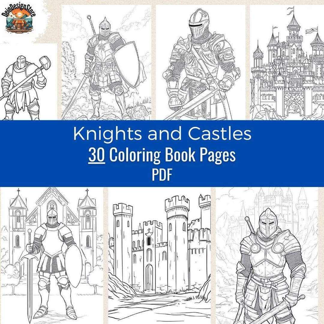 Knights and Castles Coloring Pages for Children Adults Coloring Pages ...