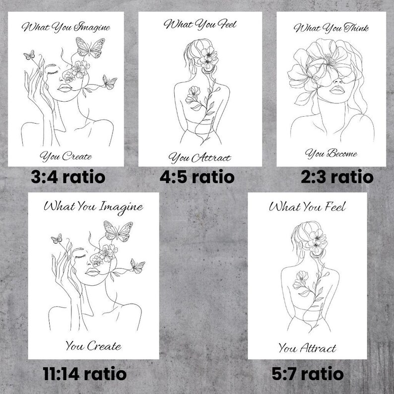 Women Positive Affirmation Line Drawing Art Print, Digital Download, 6 ...