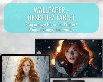 Portrait images, high quality JPG, women orange hair winter, background/frame TV/Youtube/wallpaper, 30 images 16:9.4K, PC/laptop/tablet/tv