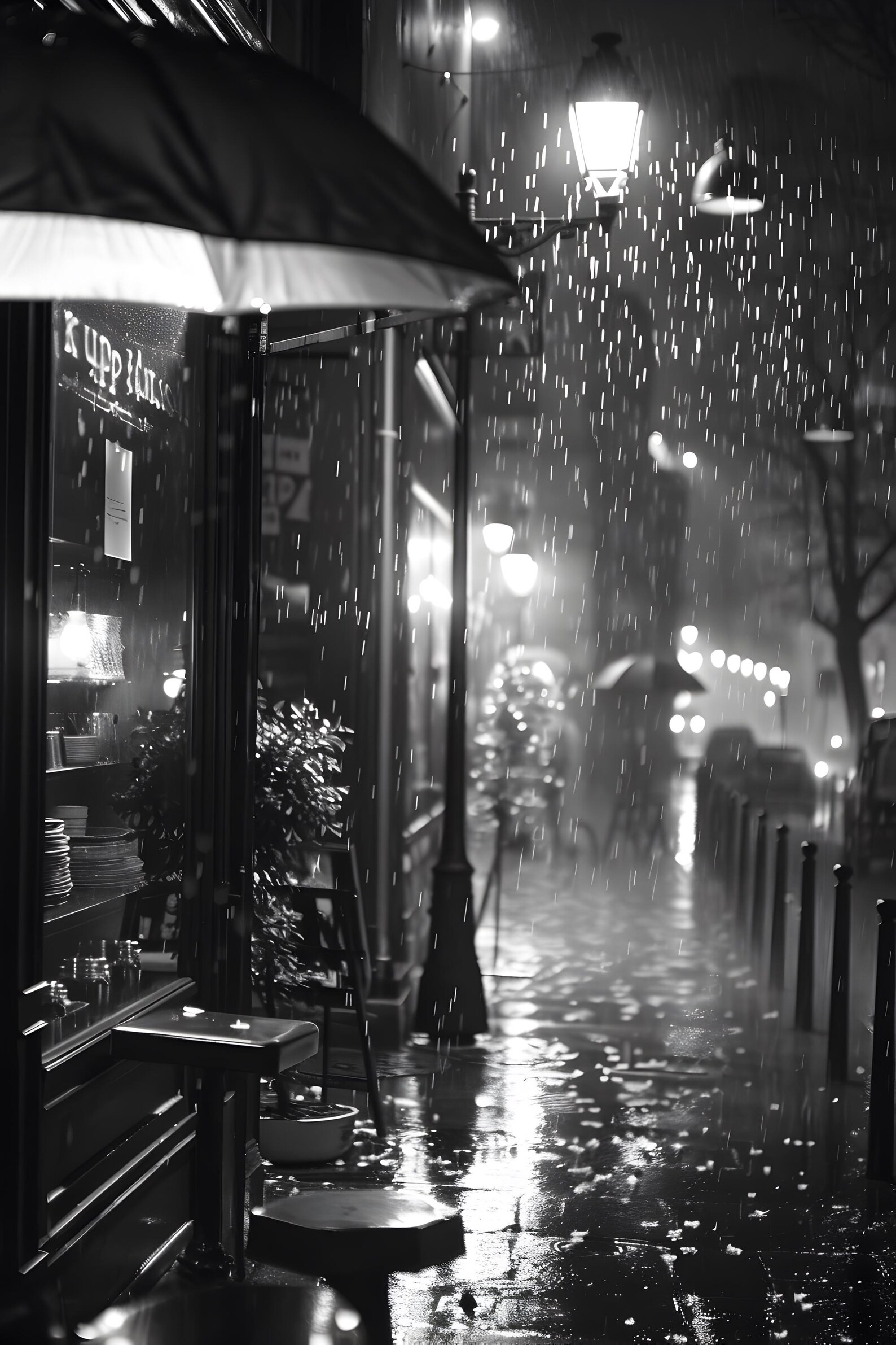 Minimal Black and White Raining on the Street Photography - Gift for ...