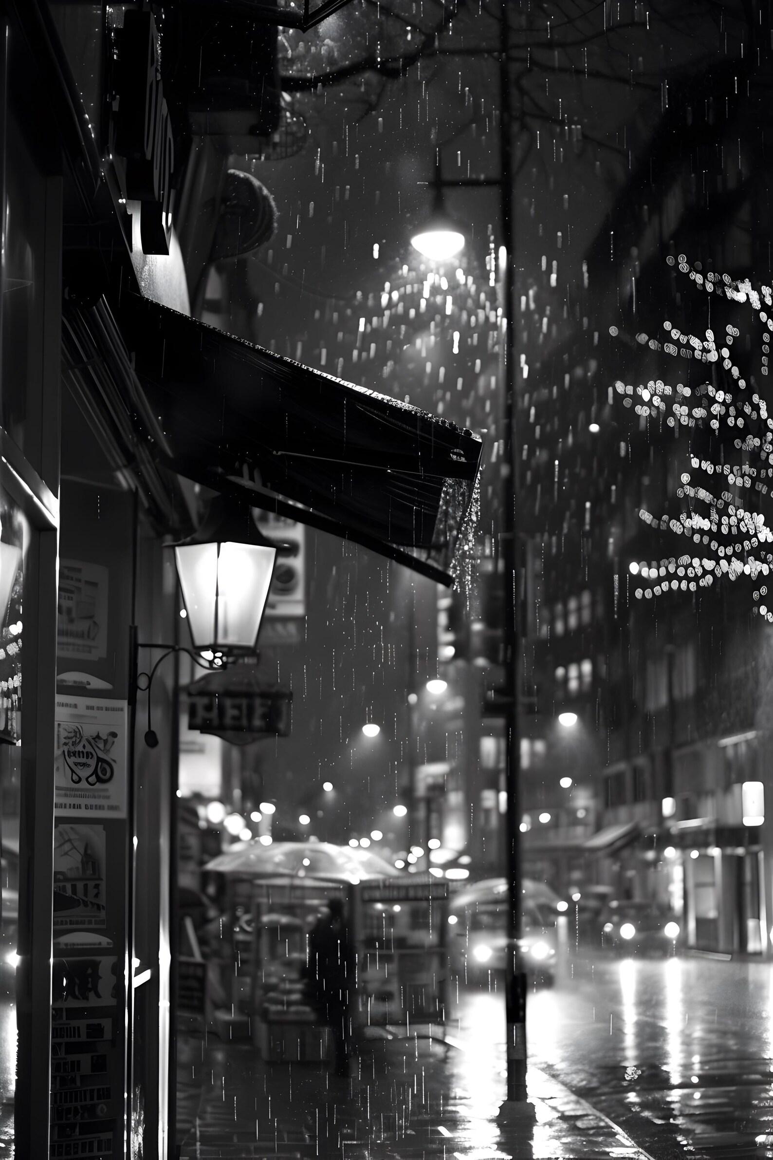 Minimal Black and White Raining on the Street Photography - Gift for ...