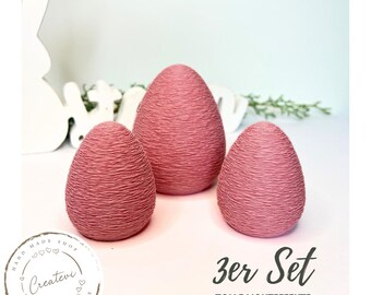 Set of 3 illuminated Easter eggs, Easter decorations, 3D printed, PLA plastic, spring decorations, pink, LED decorations *CS1862421941