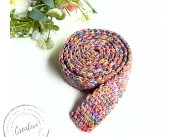 Colorful crocheted snail band for children, Waldorf style, handmade from pure wool with color gradient