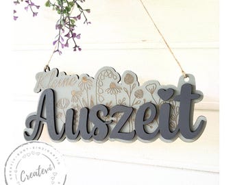 Wooden sign "Little Break" with laser engraving | Scandinavian decorative sign | Wooden decoration with saying | Gift idea made of wood