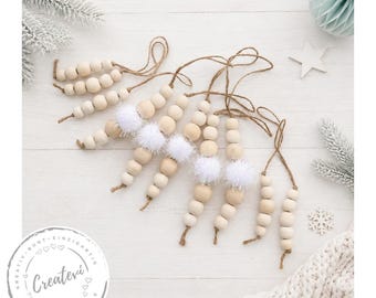 Wooden Bead Pendant Set Christmas | 10-Piece Set Advent Decoration | Christmas Ornaments | Gift Tags
