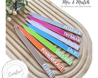Custom garden stake set made of PETG | Plant markers for herb gardens, vegetable patches, and seedlings | Weatherproof 3D printed
