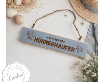 Wooden sign "Crazy Chicken Coop" for chicken coop, chicken coop decoration, chicken decoration sign, chicken owner gift