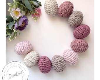 Crocheted Easter eggs, pink, set of 10 – simple Easter decoration, crocheted eggs in Scandinavian style, crocheted Easter eggs for Easter bouquets and table decorations