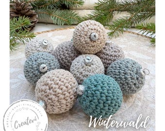 Crocheted Christmas tree baubles, set of 10, winter forest – Handmade Christmas decorations for tree, Advent wreath, Christmas balls
