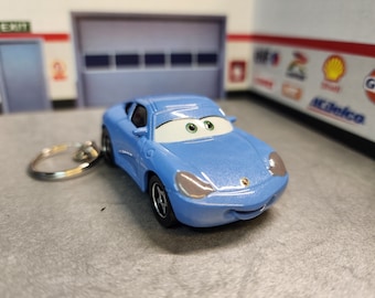 Custom Porsche 911 Sally Keychain from Pixar’s Cars Movie | 1:64 Scale Collectible Keychain for Porsche Enthusiasts, Premium Keychain