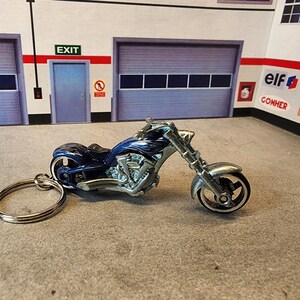 Chopper Motorcycle Keychain, Custom Chopper Keychain, 1:87th Scale Motorcycle Keychain, Classic Bike