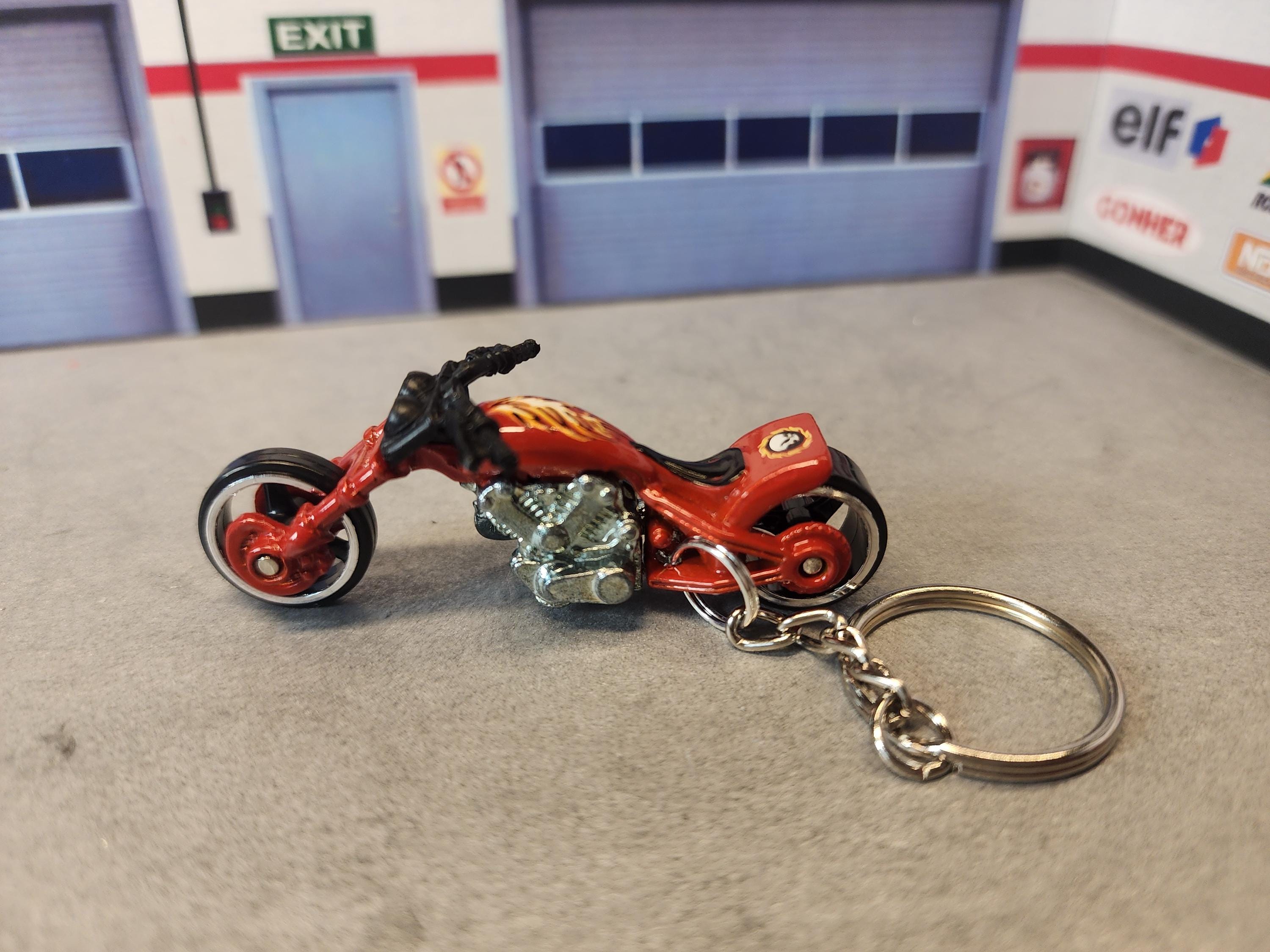 チョッパーバイクキーチェーン、カスタムチョッパーキーチェーン、1:87