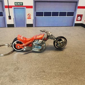 Chopper Motorcycle Keychain, Custom Chopper Keychain, 1:87th Scale Motorcycle Keychain, Classic Bike
