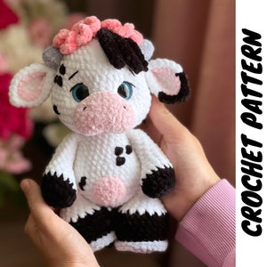 Crochet pattern cow, Amigurumi cow, Cow toy tutorial, PDF in English