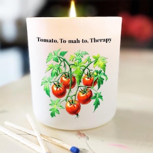 Funny Tomato Candle – Sarcastic Garden Gift – Tomato Vine Scented Candle - Personalized Engraved Lid – Kitchen Candle