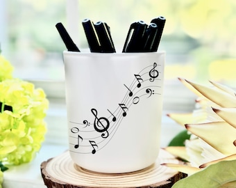 Personalisierter Musik-Stifthalter, Musiker-Geschenk, individueller Musiker-Schreibtisch-Organizer, Gravur-Violinschlüssel-Stifthalter-Geschenk