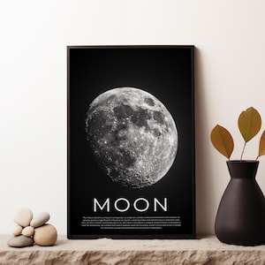 Maanposter, maan van de aarde, ruimteposters, astronomieposter, moderne ruimtekunstwerk, NASA-posters, maankunstafdruk