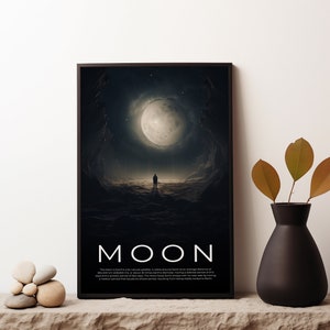 Maanposter, maanzicht vanaf de aarde, volle maanposters, astronomieposter, moderne ruimtekunstwerk, NASA-posters, retro hemelse maan Art Print