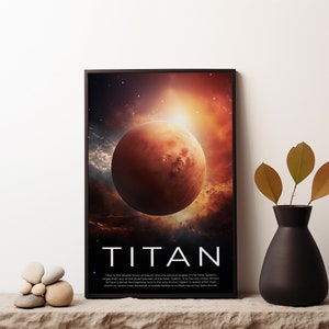 Titan Poster, Saturns Mond Poster, Titan Wandkunst, Titan Weltraum Poster, Titan Fotografie, Büro Wandkunst, NASA Poster