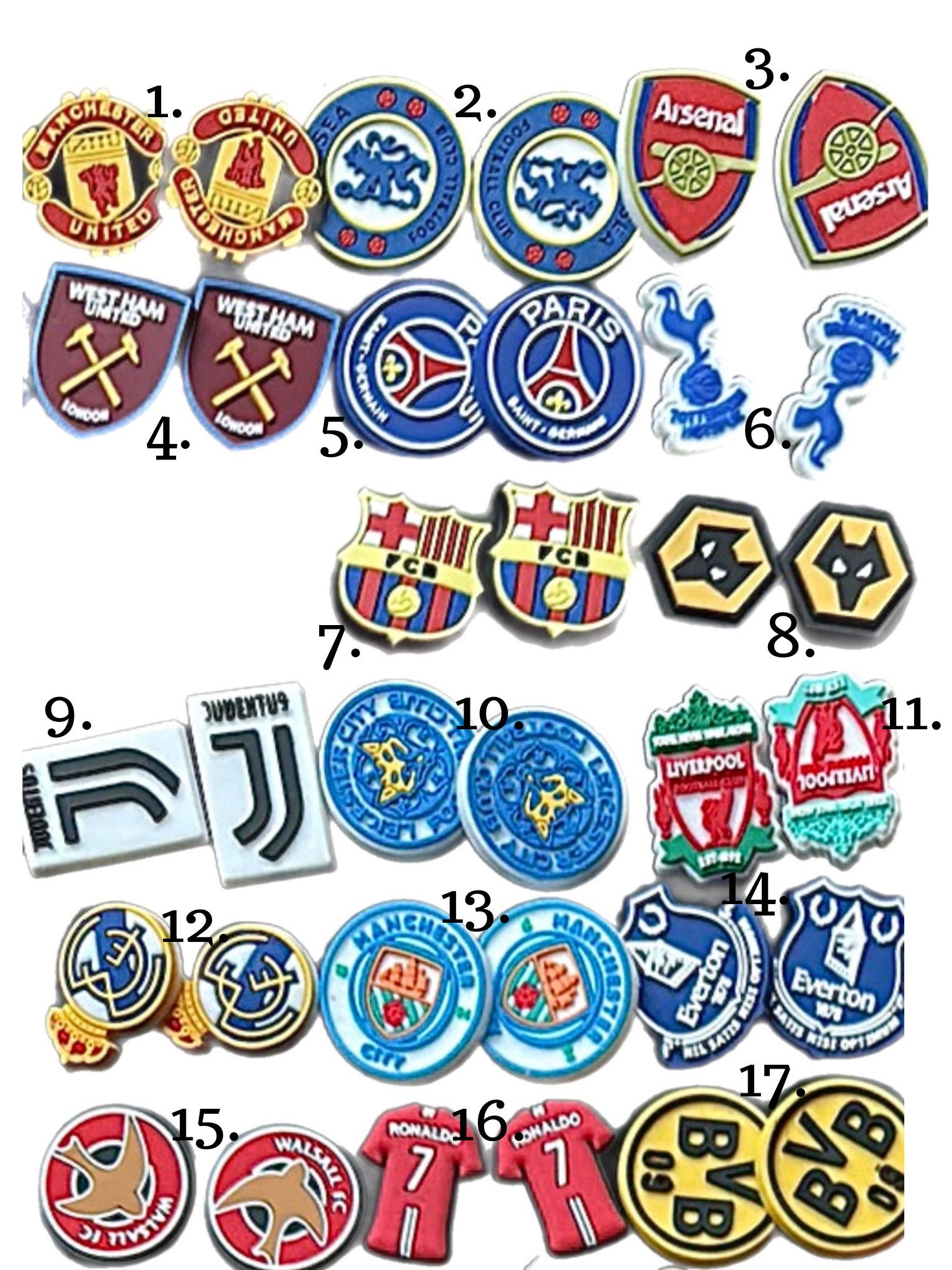 Football Team Croc Charms - Etsy UK 
